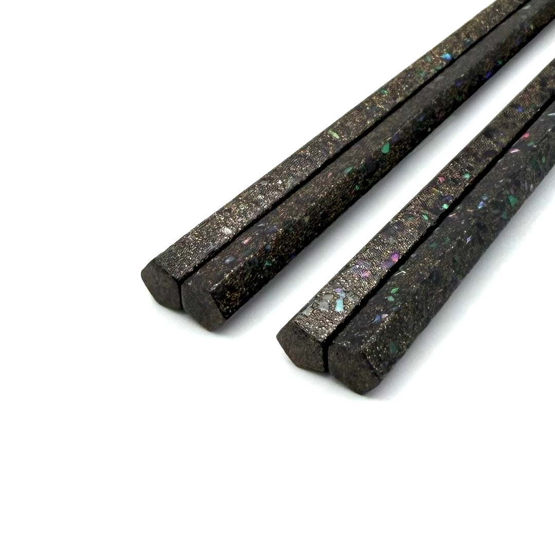 Wajima Lacquer Chopsticks – Aogai Shell & Green Opal, Pentagon