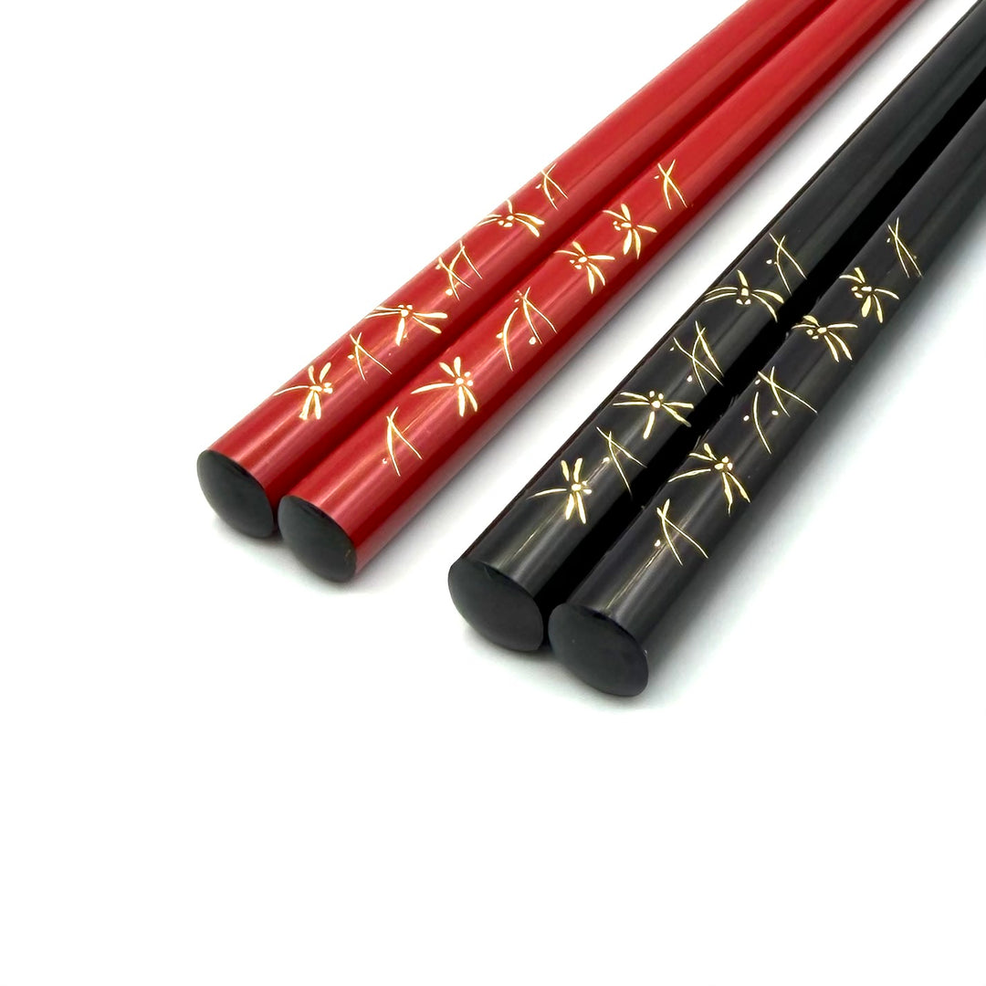 Wajima Lacquered Chopsticks – Gold Dragonfly Chinkin Couple Set