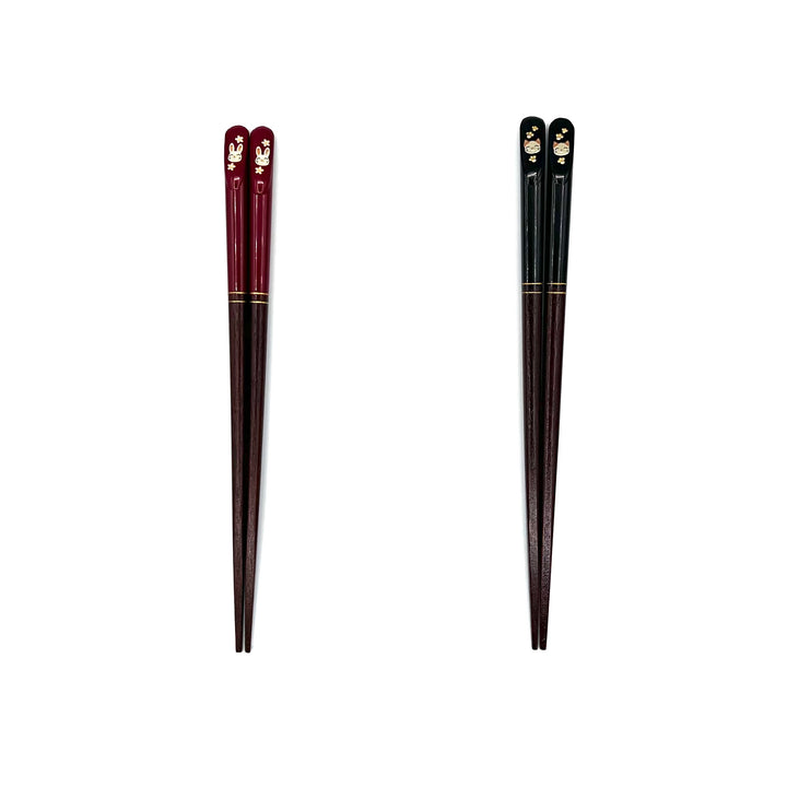 Children's Chopsticks with Smiling Cat Angled-Top Design(Engravable)