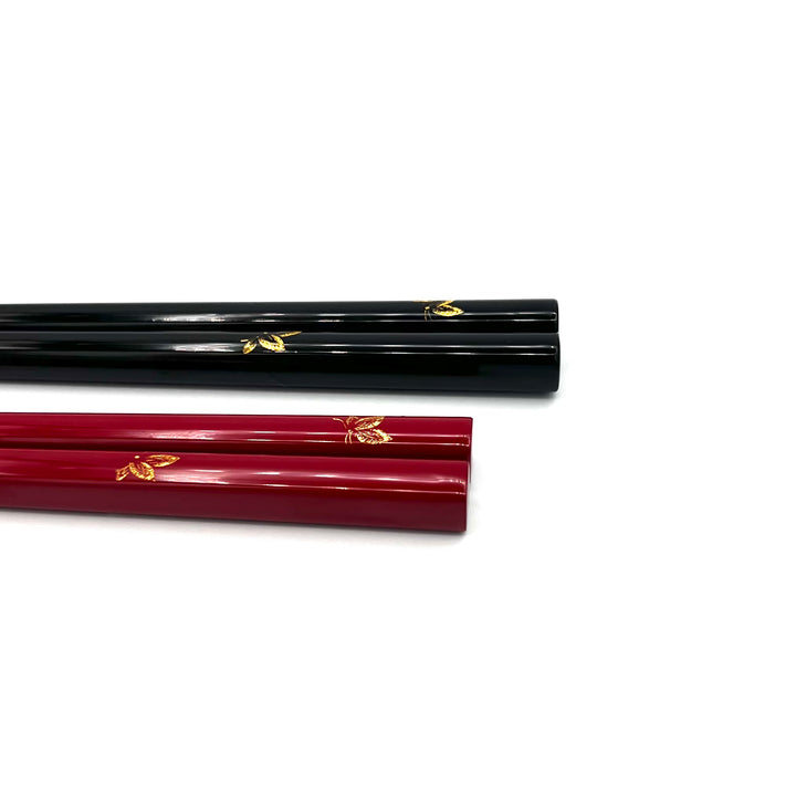 Kawatsura Lacquerware Butterfly Design Pair Chopsticks with Textured Tips (Engravable)
