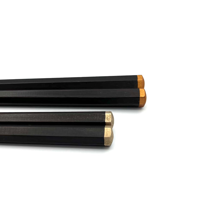 Echizen Lacquerware Heptagonal Ebony Chopsticks with Gold/Silver Accents