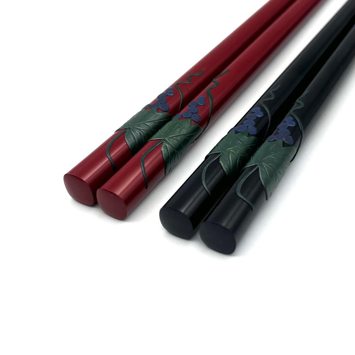 Ryukyu Lacquerware Square Grapes Chopsticks (Engravable)