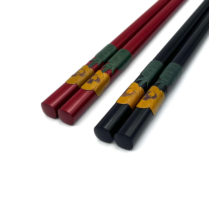 Ryukyu Lacquerware Square Hibiscus Chopsticks (Engravable)