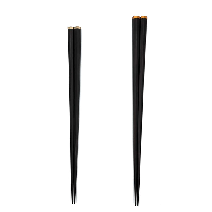 Echizen Lacquerware Heptagonal Ebony Chopsticks with Gold/Silver Accents