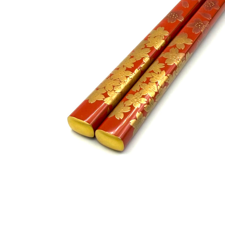 Wajima Lacquerware Scattered Cherry Blossom Vermilion Chopsticks- (One-of-a-Kind)