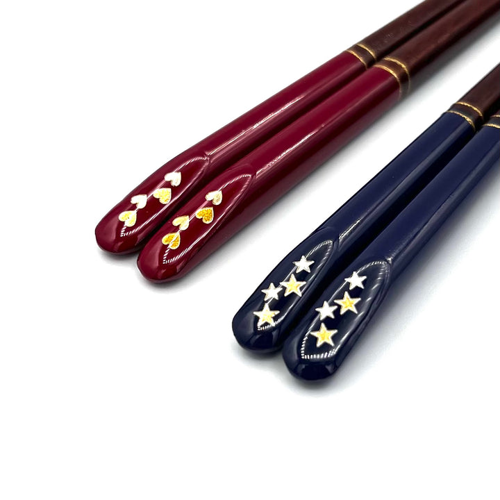 Children's Chopsticks with Star and Heart Angled-Top Design (Engravable)