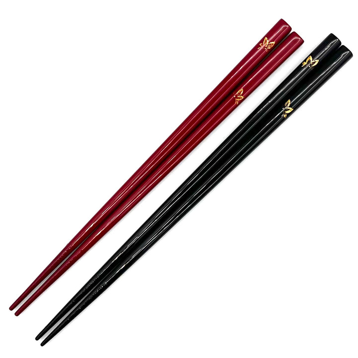 Kawatsura Lacquerware Butterfly Design Pair Chopsticks with Textured Tips (Engravable)