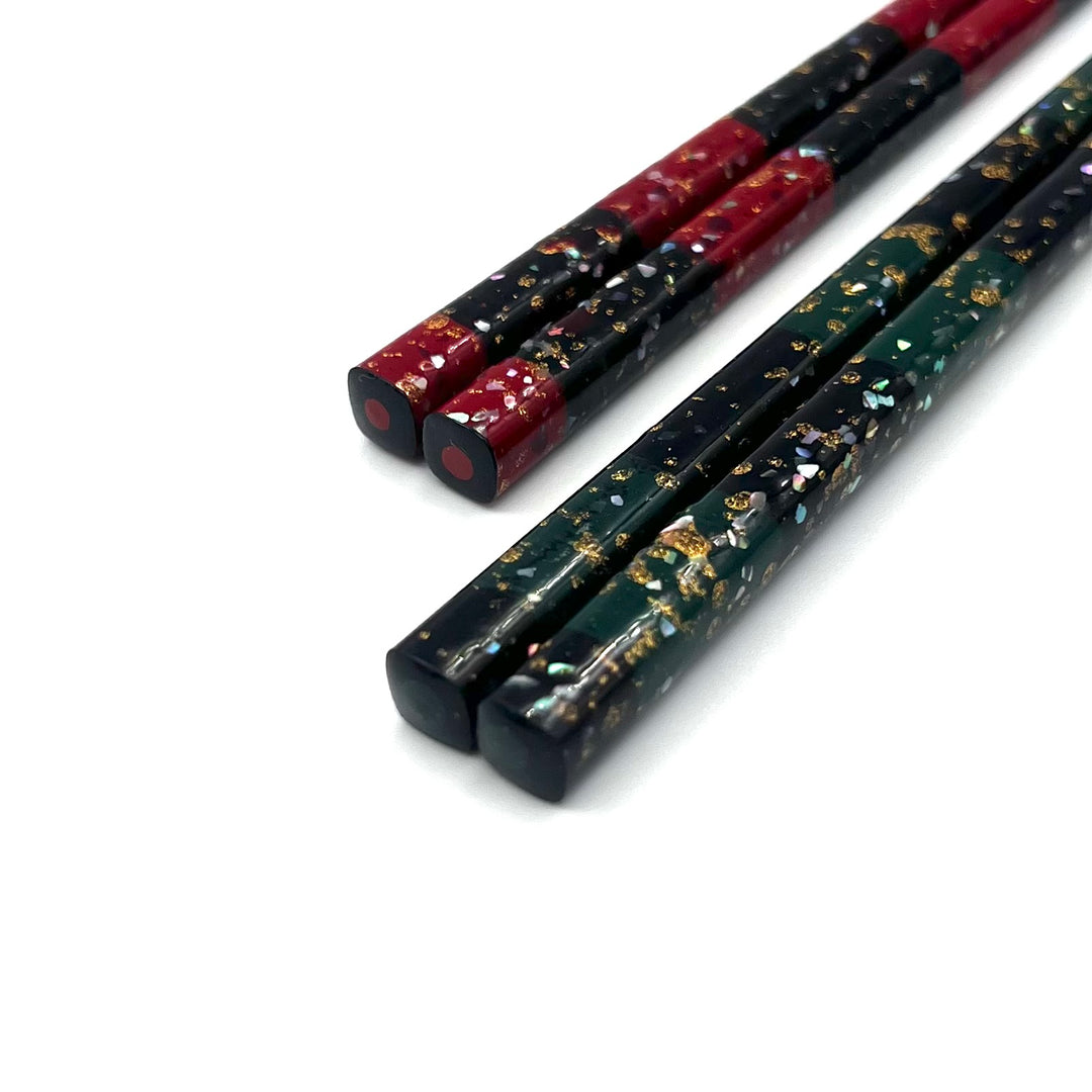 Wakasa-Nuri Shell and Gold Accents Shoreline Pair Chopsticks