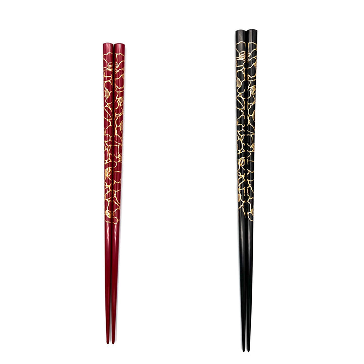 Echizen Lacquerware Chopsticks - Golden Camellias (Engravable)