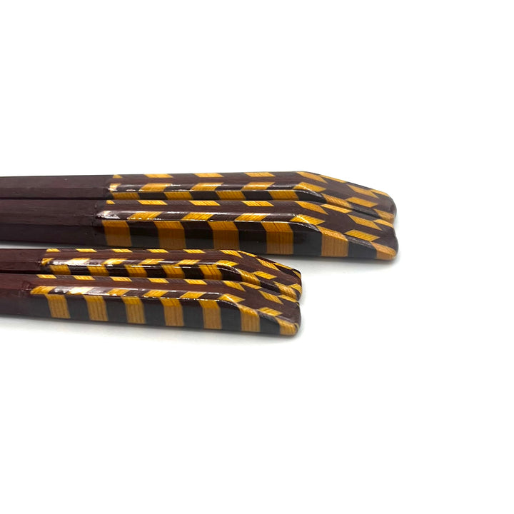 Wakasa-Nuri Square Parquetry Linked Kite Chopsticks (Engravable)