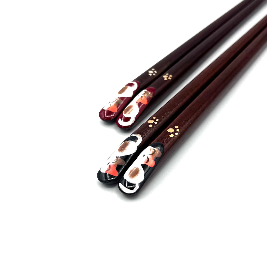 Wakasa Lacquerware Chopsticks - Cat Design (Engravable)
