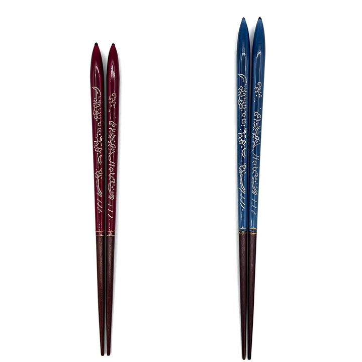 Wakasa-Nuri Silver Dots Sea of Clouds Chopsticks (Engravable)