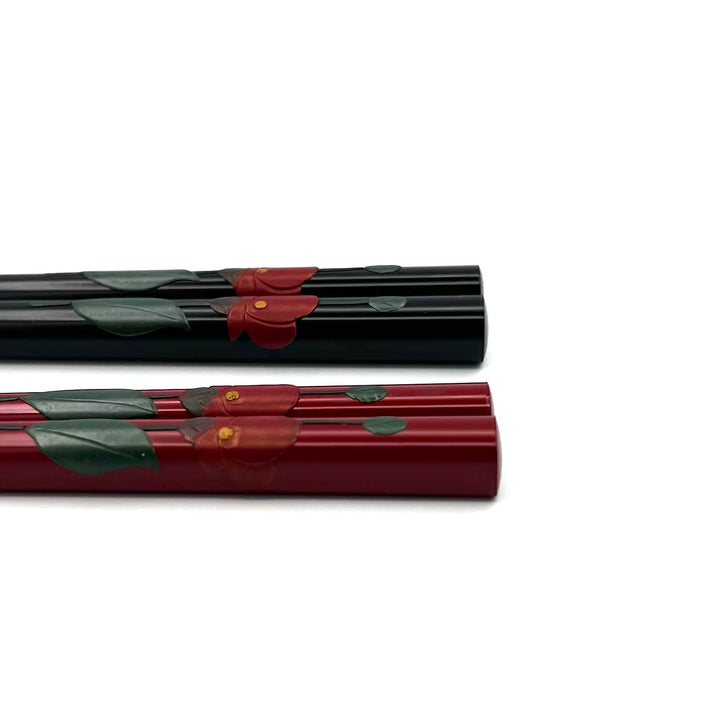 Ryukyu Lacquerware Square Camellia Chopsticks (Engravable)