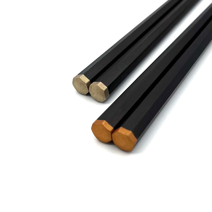 Echizen Lacquerware Heptagonal Ebony Chopsticks with Gold/Silver Accents