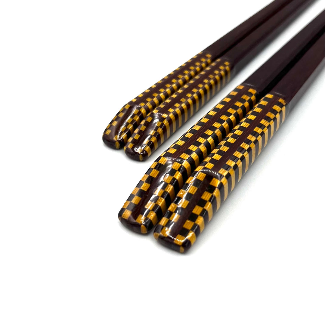 Wakasa-Nuri Square Parquetry Checkered Stripe Pair Chopsticks