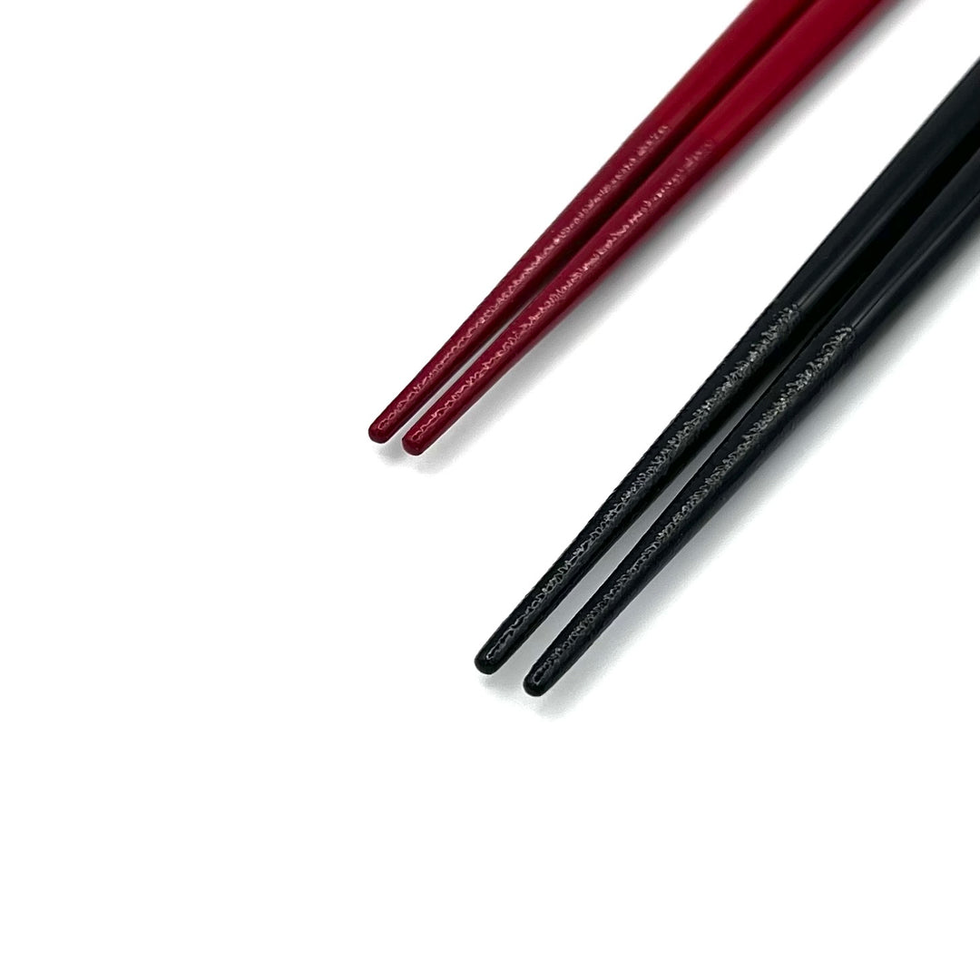 Kawatsura Lacquerware  Shochikubai Motif Pair Chopsticks with Textured Tips (Engravable)