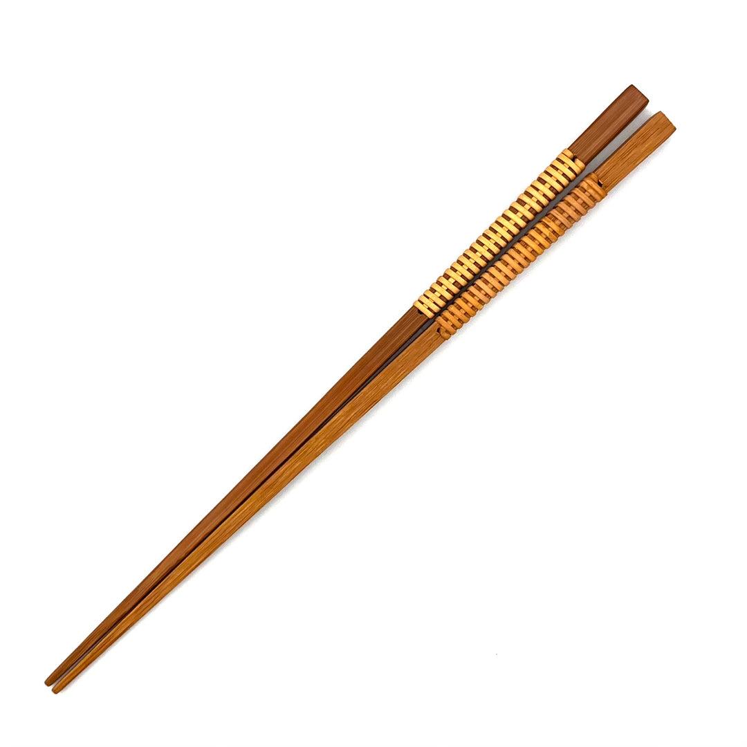 Satsuma Bamboo – Smoked Bamboo Chopsticks with Woven Rattan Grip