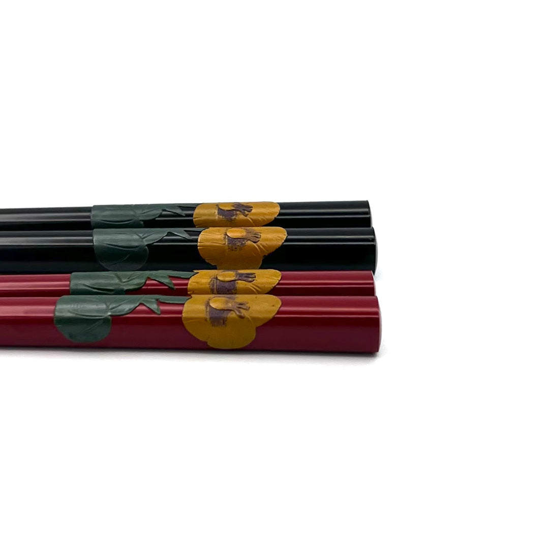 Ryukyu Lacquerware Square Hibiscus Chopsticks (Engravable)