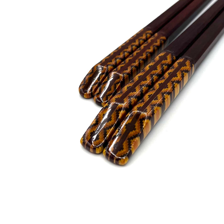 Wakasa-Nuri Square Chopsticks with Parquetry Wheat Ear Design(Engravable)