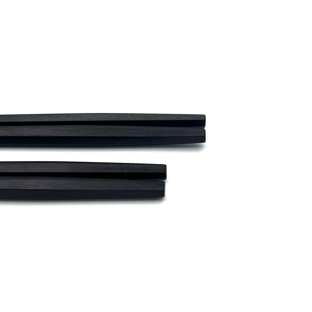 Heptagonal Rikyu Ebony Chopsticks with Wipe-Lacquer Finish - Rare Seven-Sided Design