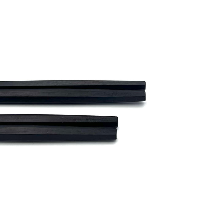Heptagonal Rikyu Ebony Chopsticks with Wipe-Lacquer Finish - Rare Seven-Sided Design
