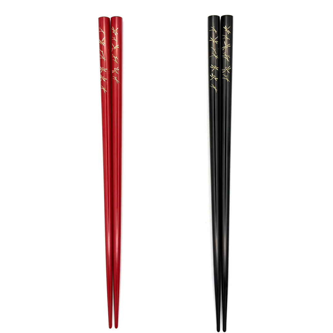 Wajima Lacquered Chopsticks – Gold Dragonfly Chinkin Couple Set