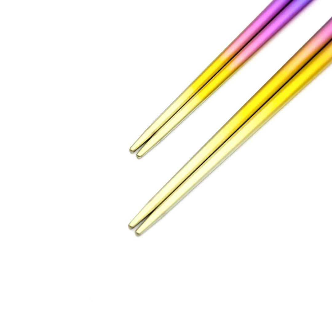Premium Titanium Chopsticks with Oval Shape - Rainbow