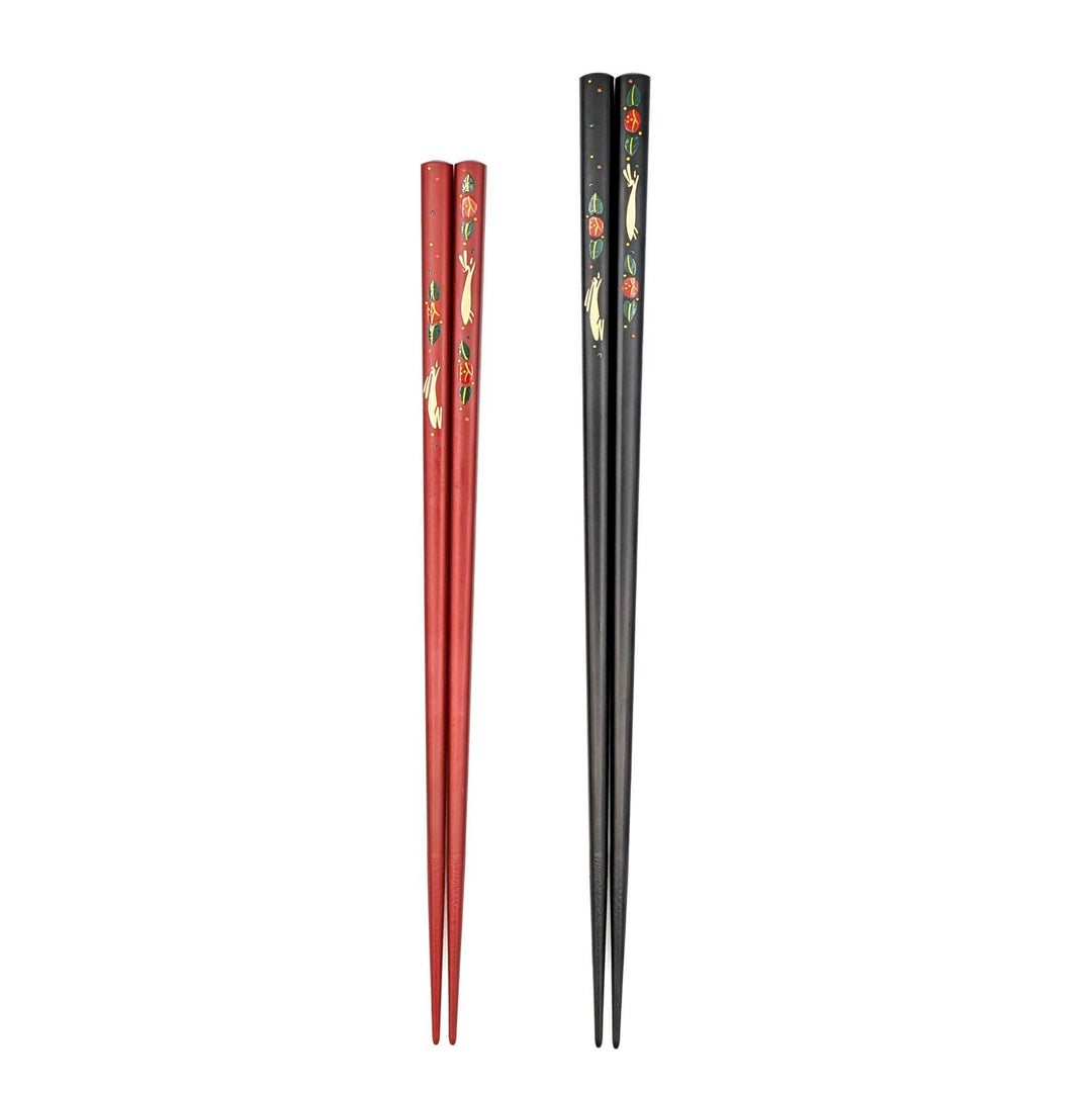 Yakumo Lacquerware Camellia and Rabbit Chopsticks(Engravable)