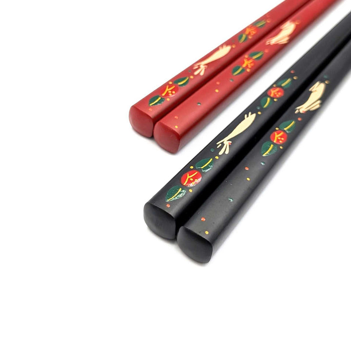 Yakumo Lacquerware Camellia and Rabbit Chopsticks(Engravable)