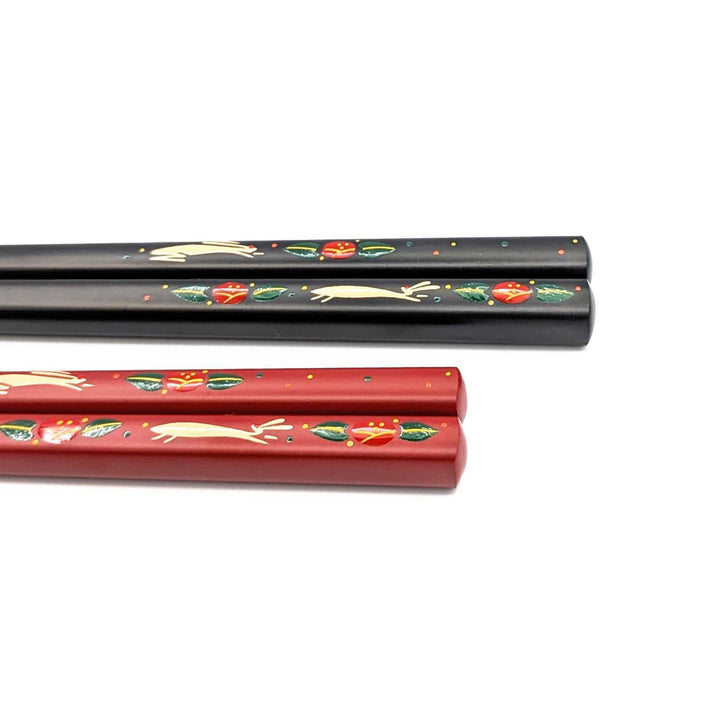 Yakumo Lacquerware Camellia and Rabbit Chopsticks(Engravable)