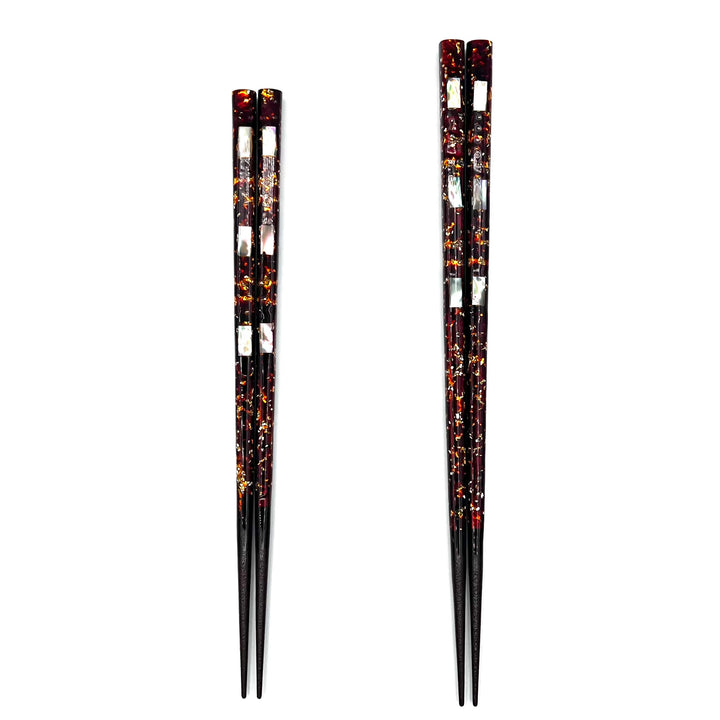 Wakasa-Nuri Square Chopsticks with Abalone Shell and Striped Design