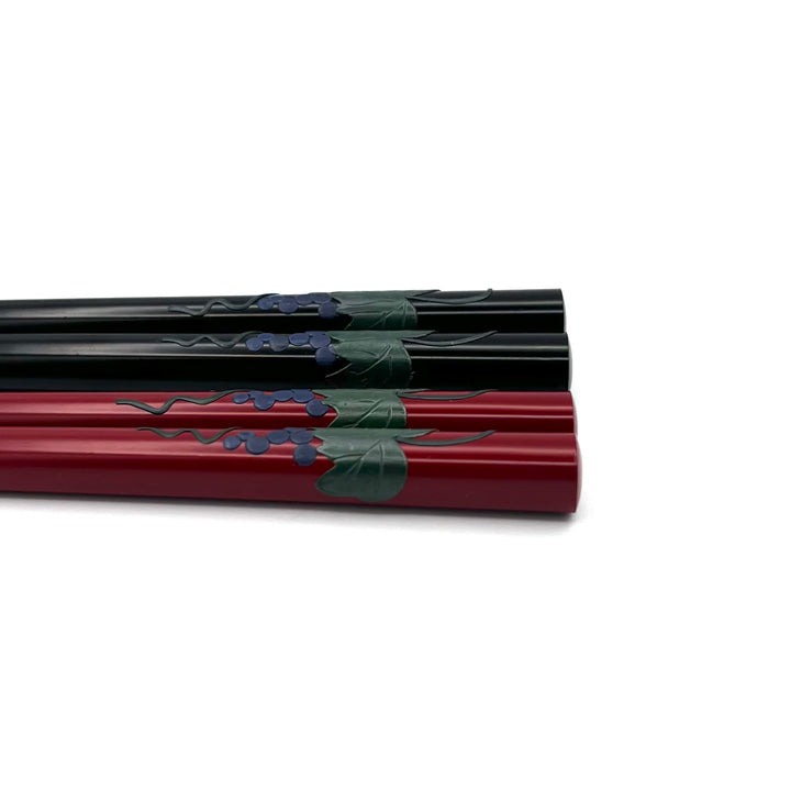 Ryukyu Lacquerware Square Grapes Chopsticks (Engravable)