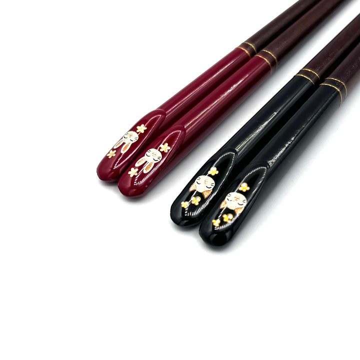 Children's Chopsticks with Smiling Cat Angled-Top Design(Engravable)