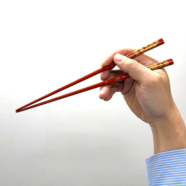 Wajima Lacquerware Scattered Cherry Blossom Vermilion Chopsticks- (One-of-a-Kind)