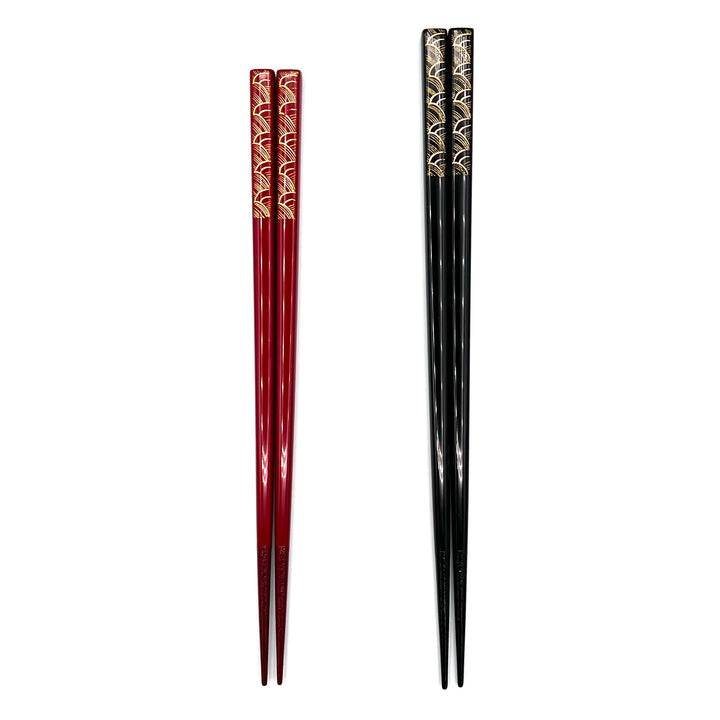 Kawatsura Lacquerware Chopsticks - Ocean Waves Design (Engravable)