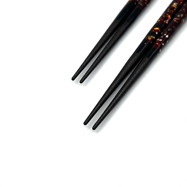 Wakasa-Nuri Square Chopsticks with Abalone Shell and Striped Design