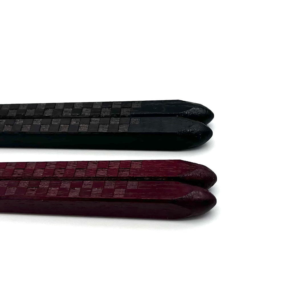 Wakasa Lacquerware Chopsticks Set - Checkerboard Pattern