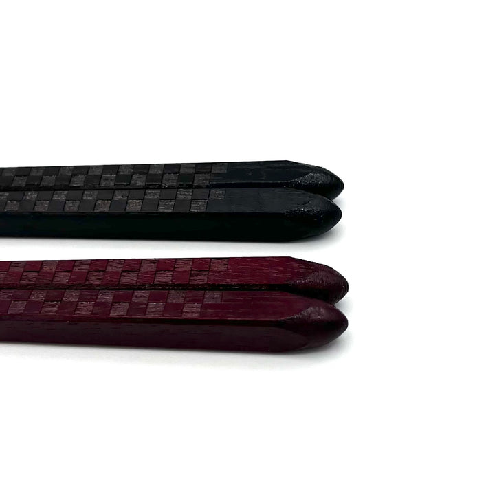 Wakasa Lacquerware Chopsticks Set - Checkerboard Pattern