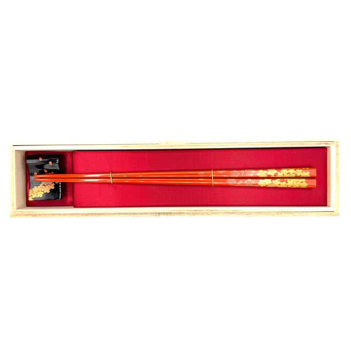 Wajima Lacquerware Scattered Cherry Blossom Vermilion Chopsticks- (One-of-a-Kind)