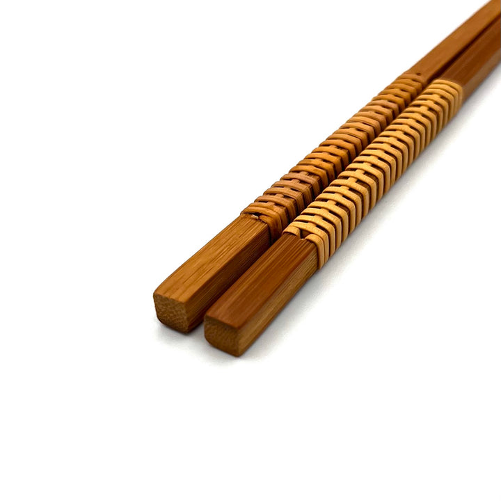 Satsuma Bamboo – Smoked Bamboo Chopsticks with Woven Rattan Grip