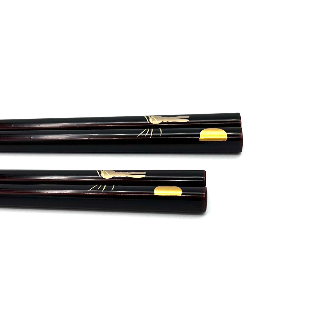 Kawatsura-Nuri Moon and Rabbit Chopsticks with Non-Slip Tips (Engravable)