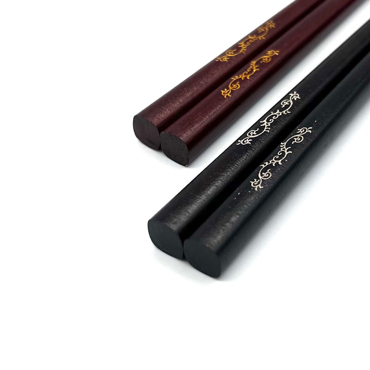 Wakasa-Nuri Square Ivy Scrollwork Pair Chopsticks