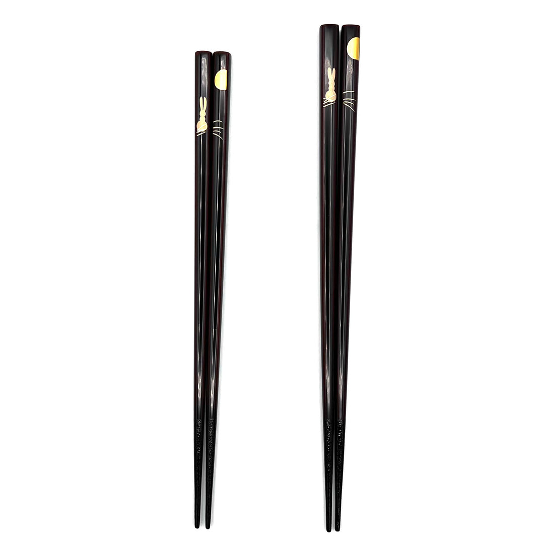 Kawatsura-Nuri Moon and Rabbit Chopsticks with Non-Slip Tips (Engravable)