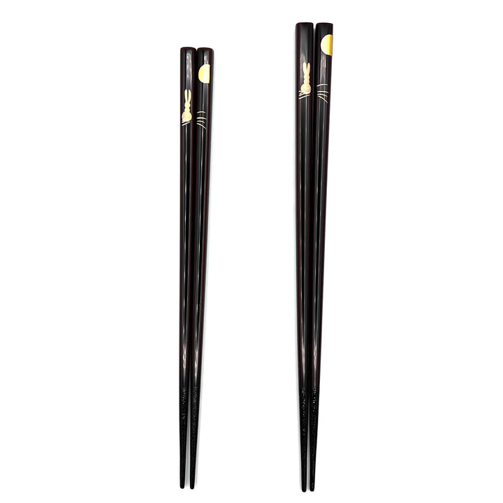 Kawatsura-Nuri Moon and Rabbit Chopsticks with Non-Slip Tips (Engravable)