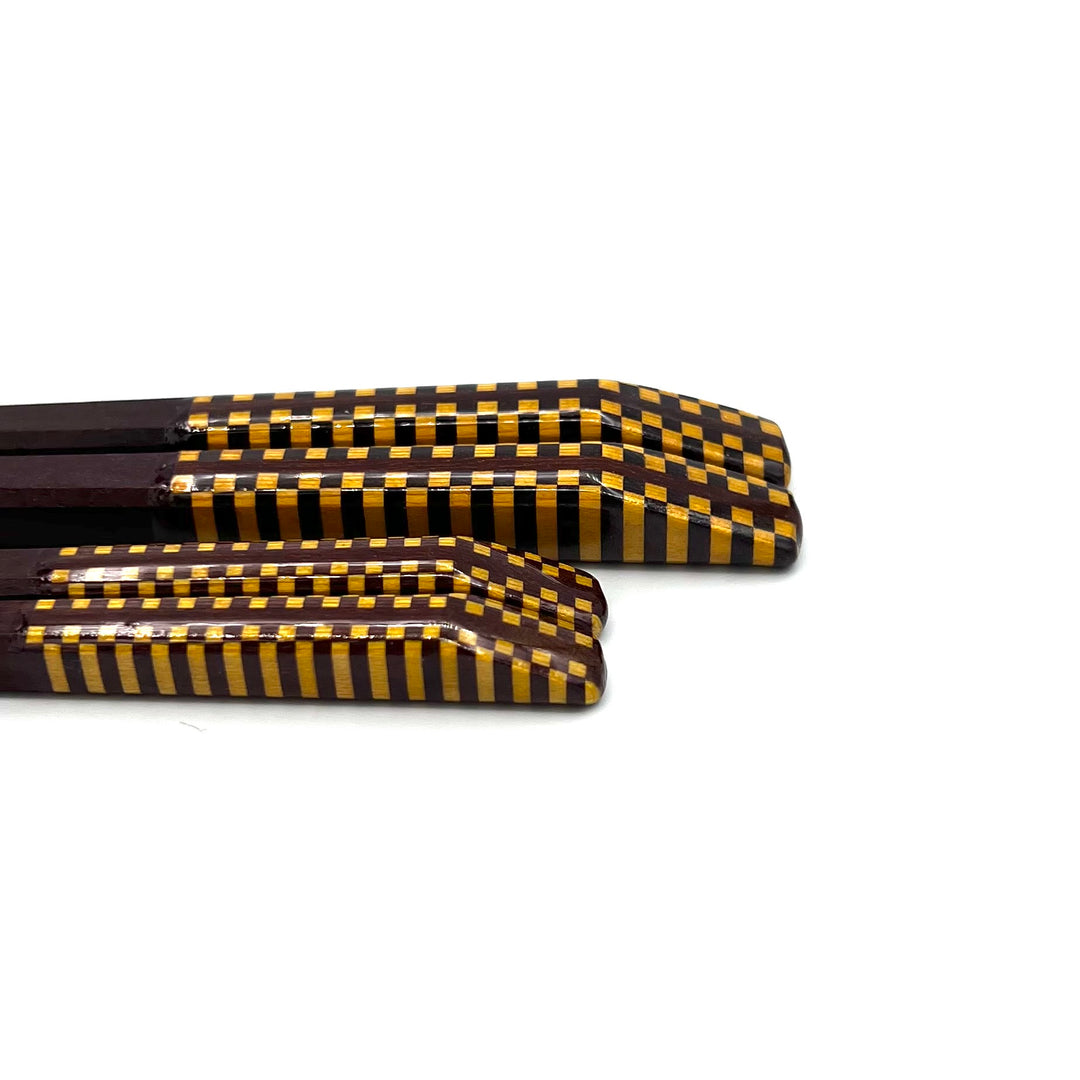 Wakasa-Nuri Square Parquetry Checkered Stripe Pair Chopsticks