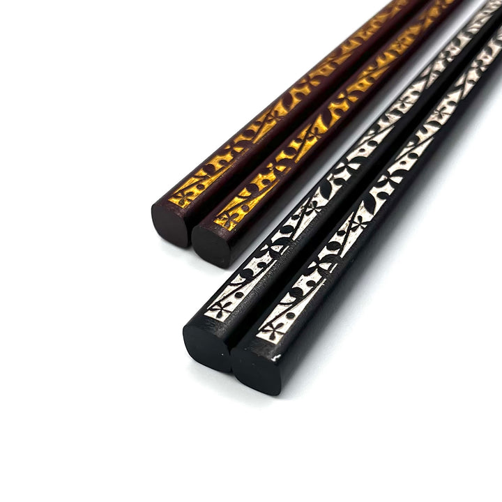 Wakasa-Nuri Floral Shadow Design Silhouette Chopsticks (Engravable)