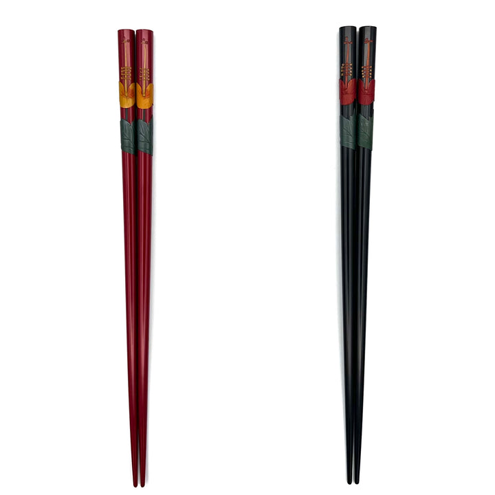Ryukyu Lacquerware Square Classic Hibiscus Chopsticks (Engravable)