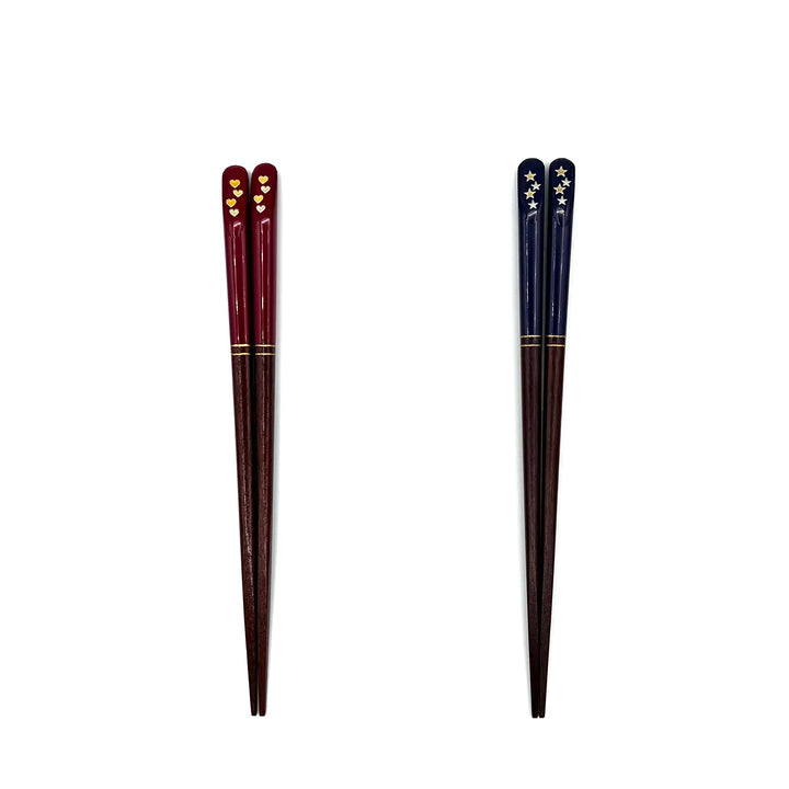 Children's Chopsticks with Star and Heart Angled-Top Design (Engravable)