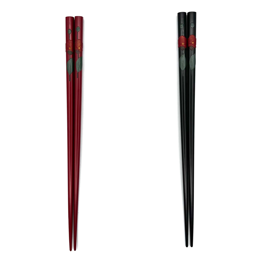 Ryukyu Lacquerware Square Camellia Chopsticks (Engravable)