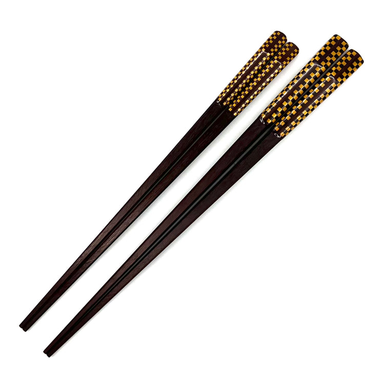 Wakasa-Nuri Square Parquetry Checkered Stripe Pair Chopsticks